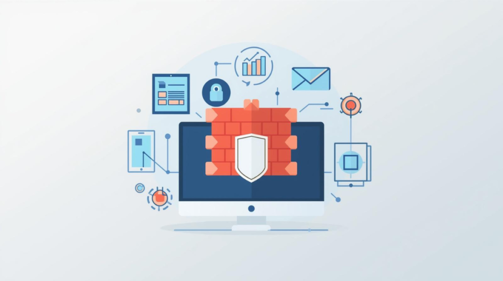 Enterprise firewall protecting a business network diagram