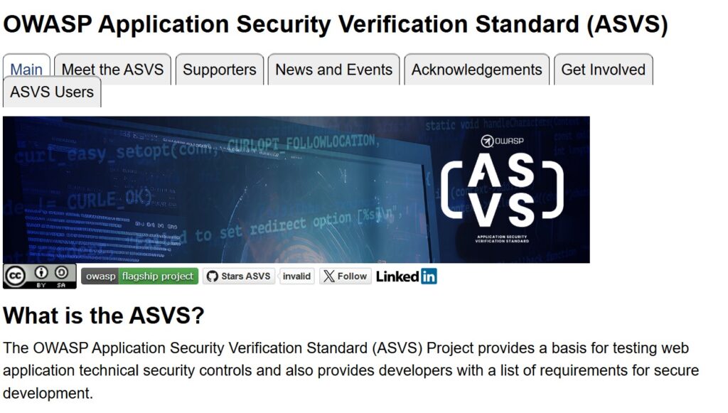 OWASP ASVS 5.0 table of contents