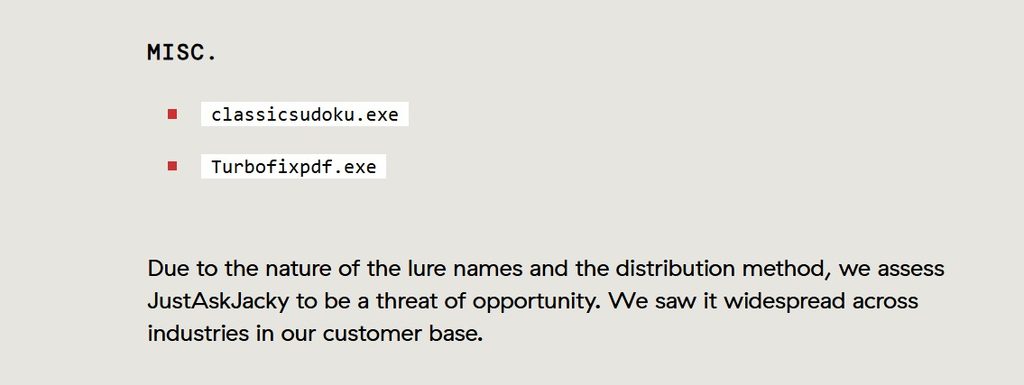 JustAskJacky ranked number one on Red Canary top 10 most prevalent threats list